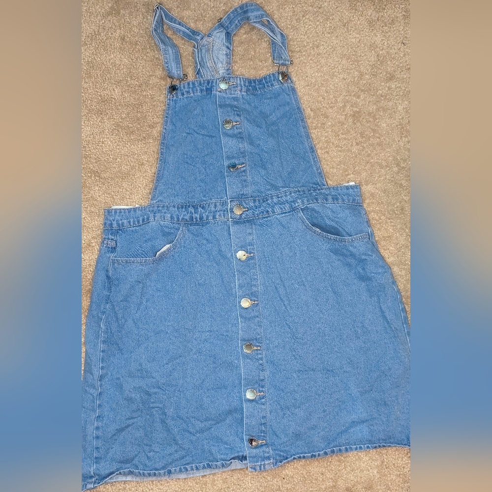 City Chic, blue, denim overall dress- women's size M/18w